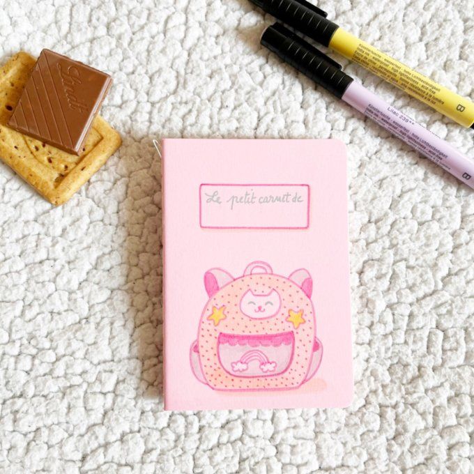 Carnet kawaii école cadeau des maîtresses rose clair