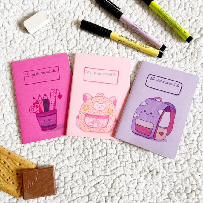 Carnet kawaii école cadeau des maîtresses bleu clair