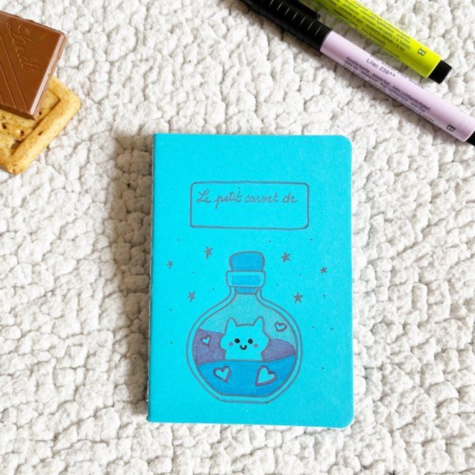 Carnet kawaii école cadeau des maîtresses bleu vif