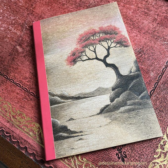 Carnet d'écriture et de poésie dessiné arbre japonais