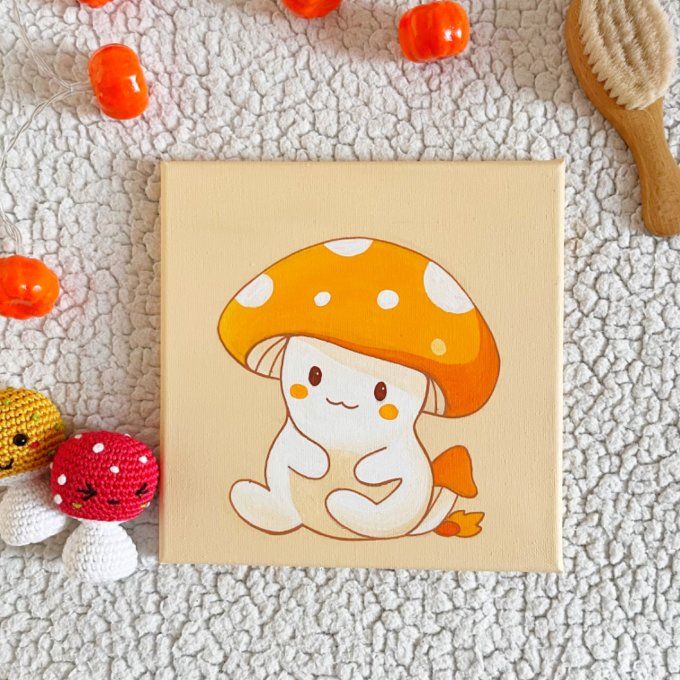 Tableau pour enfant champignon kawaii