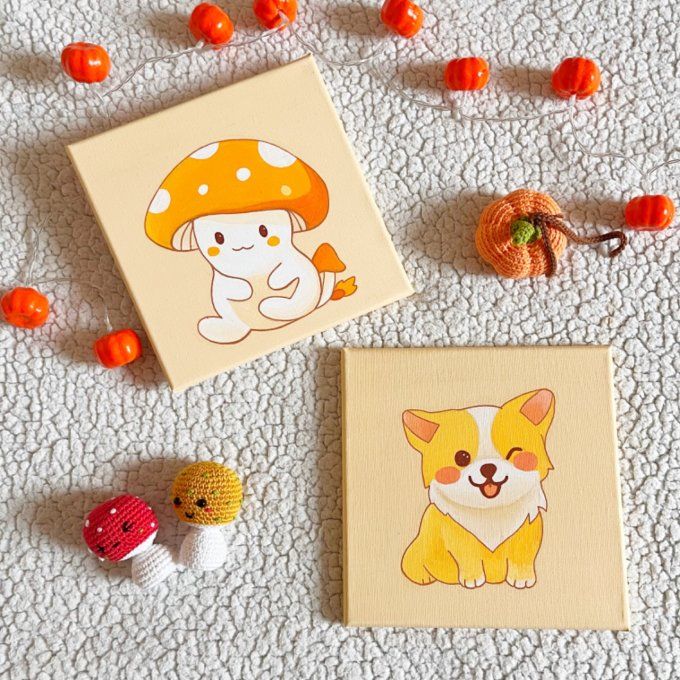 Tableau pour enfant champignon kawaii