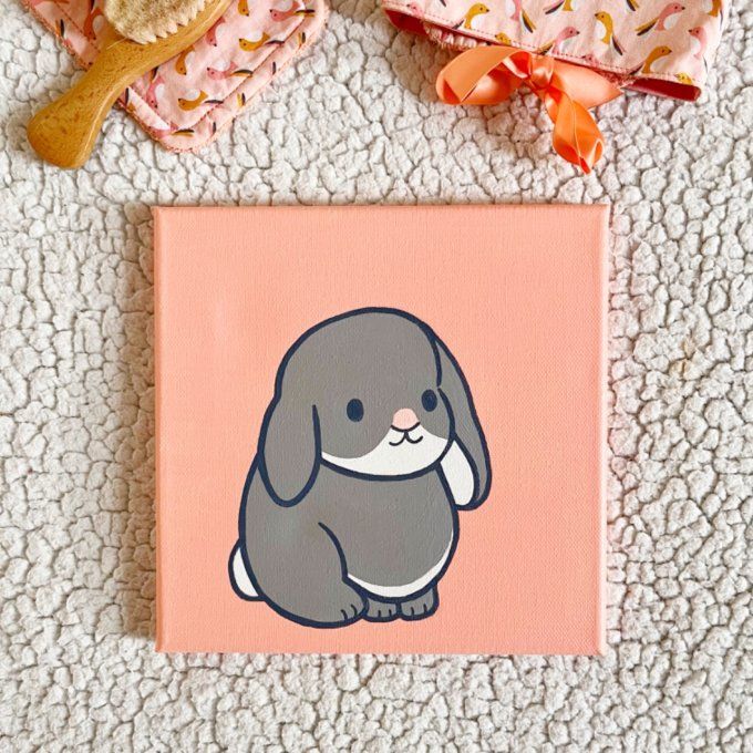 Tableau prénom Lapin gris