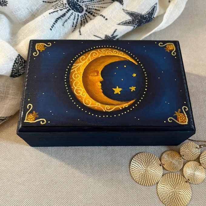 Boite à bijoux bleue Lune